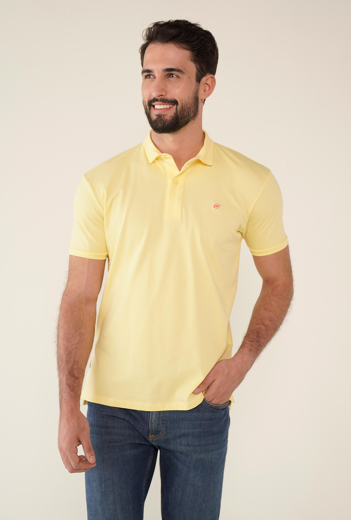 Camiseta Tipo Polo Amarilla Para Hombre CPB08