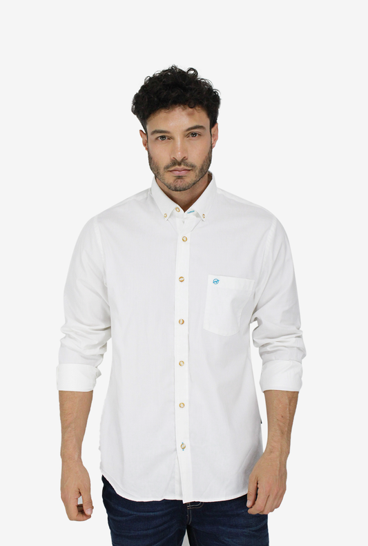 Camisa Manga Larga Blanca Para Hombre DMCMLOUT01