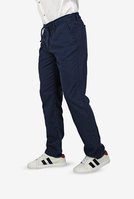 Pantalón En Lino Azul Para Hombre DMPLN001