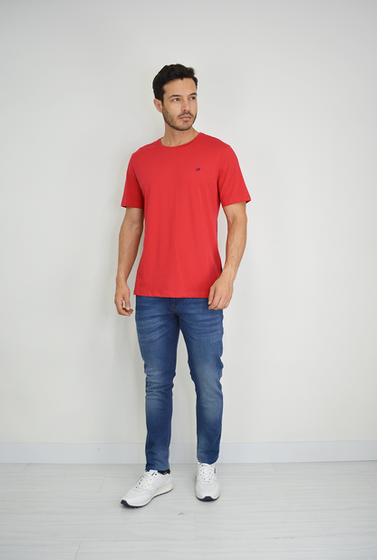 Camiseta Básica Roja Para Hombre TSB002